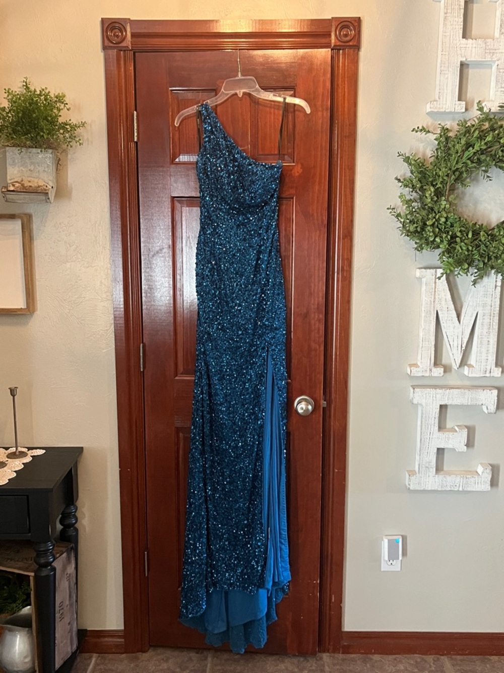 Sherri Hill Royal Blue Sequin One-Shoulder Dress